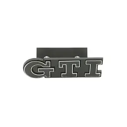 Емблема напис GTI у решітку 91х21мм Чорна+срібляста окантовка метал (на кріпленнях)