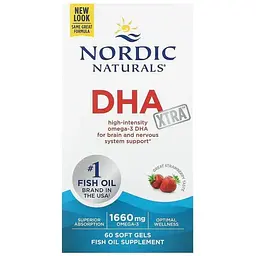 Риб'ячий жир екстра Nordic Naturals DHA Xtra 1660 мг 60 капсул смак полуниці (NOR-01745) - мініатюра 2