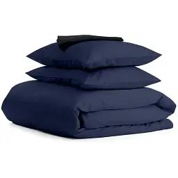 Комплект постільної білизни Cosas євро сатин DARK BLUE CS10 200 x 220 см (Сатин_Синий_ЧернаяП_200)