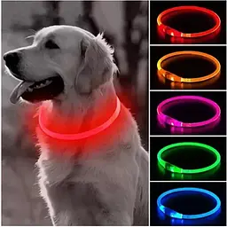 Світлодіодний LED нашийник для собак із зарядкою USB, червоний - мініатюра 7