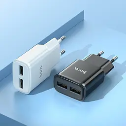 Мережевий зарядний пристрій Hoco C88A 2-USB Black [118821] - мініатюра 5