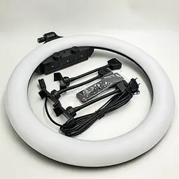 Кільцева LED лампа 45см 60W зі штативом 2 метри на 3 тримачі для телефону 3 режими світіння сумка пульт Ring Light ZB-F348 - мініатюра 10