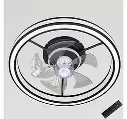 Стельова LED-люстра-вентилятор Artlight WG5114BBK, біла з чорною окантовкою, 55 Вт, від 10-18 м² - мініатюра 2