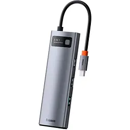 USB-хаб Baseus Metal Gleam Series 8-in-1 Multifunctional Type-C HUB Space Gray (CAHUB-CV0G) [77937] - мініатюра 2