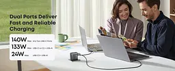Зарядний пристрій Anker Laptop GaN 140W 4 порти (B2697GZ1) чорний - мініатюра 5