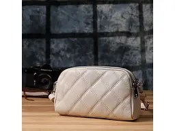 Модна жіноча сумка прошита ромбами з натуральної шкіри Vintage 23×14×7 см sum0027592 - мініатюра 9
