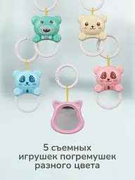 Розвивальний килимок ігровий із піаніно дугою підвісними іграшками музикою світловими ефектами, блакитний (3635225458) - мініатюра 6