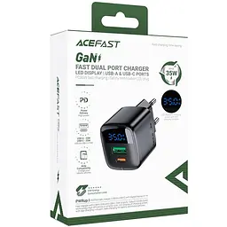 МЗП Acefast A116 PD35W+QC3.0 GaN (1USB-A/1C) Black - мініатюра 2
