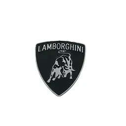 Емблема Lamborghini 59×52мм Чорна+срібло метал (на скотчі)