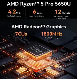 Неттоп Beelink EQR5 Grey Ryzen 5 Pro 5650U 16Gb DDR4 500Gb SSD Radeon RX Vega 7 2xGLan Type-C / 3xUSB 3.2 / 1xUSB 2.0 2xHDMI Windows 11 Pro - мініатюра 2
