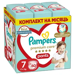 Подгузники-трусики Pampers Premium Care Pants Giant Plus 7 (17+кг) 80 шт.