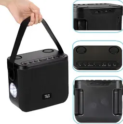 Портативна Bluetooth-колонка TG545DK 10W з ліхтариком та двома мікрофонами Black - мініатюра 3