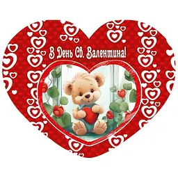 Валентинка одинарна ЕТЮД "В День Св.Валентина" 13х14см 1шт/уп НС-349у