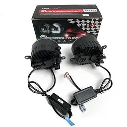 Протитуманні LED Фари круглі D90 мм / Лінза з ДХО / 12V / 22W / 6000K-COB / 2 шт. - мініатюра 2