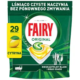 Таблетки для посудомийних машин Fairy Все-в-1 Original Лимон 29 шт. (8006530115711) - мініатюра 2