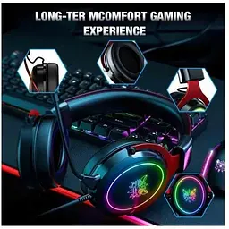Ігрові навушники Onikuma X10 Gaming with LED чорно сріблясті - мініатюра 7