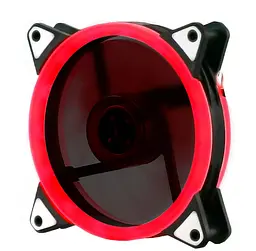 Кулер корпусний Voltronic sleeve fan 3-контактний + 4-контактний — 120 мм, 12 В, 1100 об/хв, Red, двосторонній - мініатюра 1