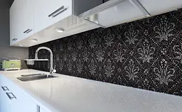 Кухонний фартух Вензельний Візерунок для кухні 65х250 см Абстракції Чорний Happy Pocket Z183699 - мініатюра 5