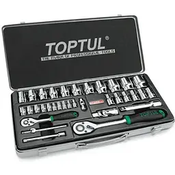 Набір головок із тріскачкою Toptul 1/4", 1/2" 34ед. GCAD3401