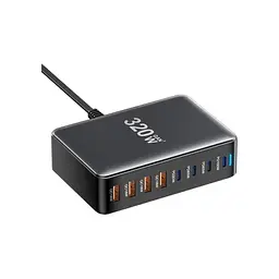 Зарядний пристрій Essager 4xUSB-C + 4xUSB 320W GaN (EZC320W-QJB0G-Z) - мініатюра 4