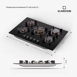 Варильна поверхня газова KLARSTEIN Goldflame 5 11100 Вт (10045626) - мініатюра 6