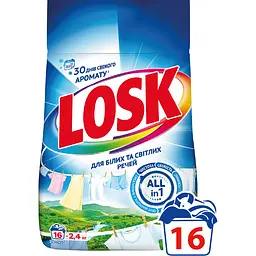 Порошок для прання Losk Гірське Озеро для білих та світлих речей 2.4 кг 16 циклів прання