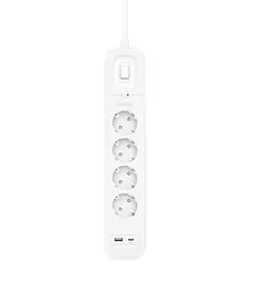 Belkin Підовжувач мережевий 2м, 4хТип, 16А, USB-A/USB-C 18Вт, фільтр, білий - мініатюра 3