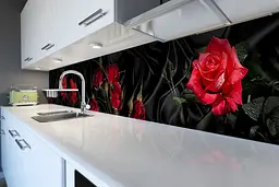 Кухонний фартух самоклеючий Троянда Tassin 02 наклейка чорний шовк троянди червоні 60х250 см Happy Pocket Z180310 - мініатюра 6