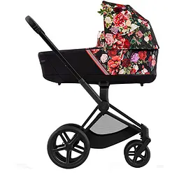 Коляска Cybex Priam 4.0 шасі Matt Black + люлька Spring Blossom Dark