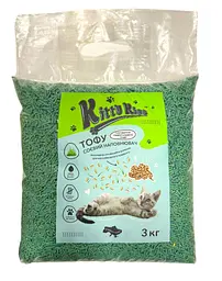 Наповнювач для котячого туалету Kitty Kiss Tofu соєвий тофу з ароматом свіжоскошеної трави 3 кг KK8242