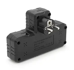Подвійна розетка із заземленням Voltronic F-302 Black, 2 розетки + 3 USB (1 А), 2500 Вт, 10 А, 220 В - мініатюра 2