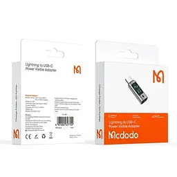Адаптер McDodo Digital display Lightning to USB-C PD 60W Connector OT-5990 Чорний - мініатюра 2