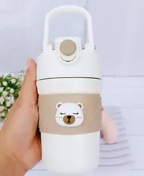 Термос дитячий «Cute Bear» поїлка з трубочкою нержавіюча сталь 420 мл Бежево-коричневий - мініатюра 5