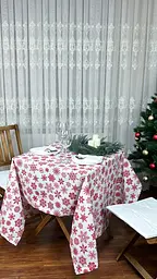 Водовідштовхувальна Скатертина з принтом Чарівні сніжинки 170х120 см Білий - мініатюра 4
