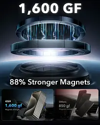 Автомобільна зарядка ESR Qi2 15Вт Magnetic Wireless Car Charger Halolock black (3C07200210304 | 3C07200210361) - мініатюра 7