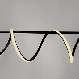 Видовжена чорна LED люстра із світлодіодною хвилею та білим плафоном Line.F MJ 189-1500 BK - мініатюра 3