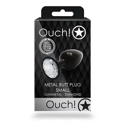 Анальна пробка Ouch! Round Gem Butt Plug S, 6.9 см (чорний) - мініатюра 7