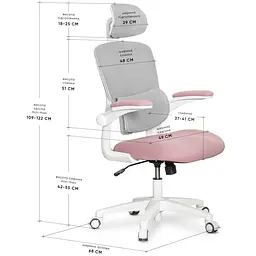 Підліткове офісне крісло Mealux Junior Air T1 Pink ( HF-T1 F/DP) - мініатюра 2