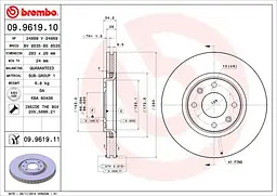 Диск гальмівний вентильований Peugeot 2008 I-II, 3008 I, 307, 207 96-25р Brembo (09.9619.10) - мініатюра 2