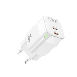 Мережевий зарядний пристрій XO CE07EU PD 35W GaN lamp display fast Charger with TYPE-C cable білий - мініатюра 5