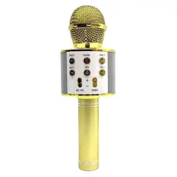Мікрофон бездротовий караоке С 48340 bluetooth USB колонка Золотий