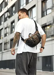 Велика чоловіча сумка бананка Sambag DynamicDart горіх 38 × 21 × 7 см (80411119m) - мініатюра 2