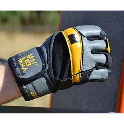 Рукавички для фітнесу Mad Max Signature MFG 880 Black/Grey/Yellow S - мініатюра 2