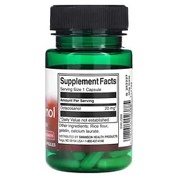 Інші екстракти Octacosanol 20 mg 30 капсул Swanson vit0005837 - мініатюра 2