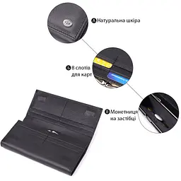 Солідний жіночий гаманець із натуральної шкіри ST Leather 23088 чорний - мініатюра 4