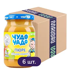Упаковка пюре Чудо-чадо Персик-яблуко 1.02 кг (170 г х 6 шт.)