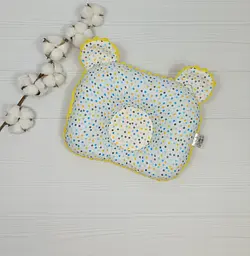 Дитяча ортопедична подушка 24×32 для новонароджених a.l.babybox Горох патріотичний Жовтий