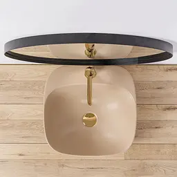 Умивальник Rea Luiza 42 beige mat накладний бежевий матовий REA-U9607 - мініатюра 5