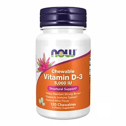 Вітамін Д-3, VIT D-3 5000 IU - 120 жувальних таблеток зі смаком м'яти