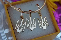 Набір Xuping Jewelry герб-тризуб без ланцюга золотистий - мініатюра 2
